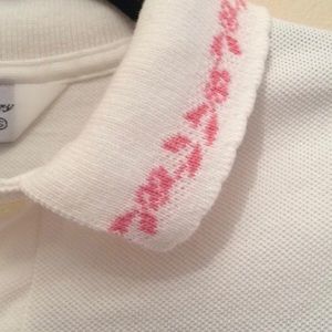 Brooks Brothers White and Pink Polo